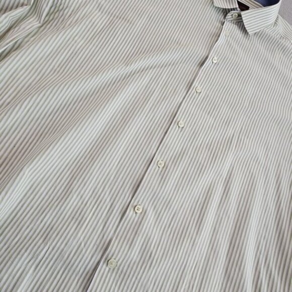 Linea Uomo Shirt Men's 3X Green Stripe Modern Fit Long Sleeve Button Up EUC LN - Picture 3 of 14